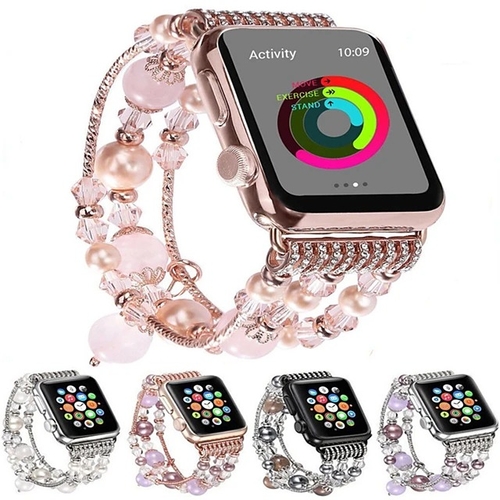  Women Agate Beads Strap Bracelet For Apple Watch All Series