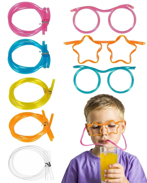 Drinking Straws Glasses Plastic   5Pcs Fun Glasses Straw Covers Cap