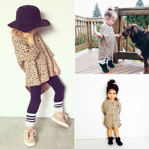 Toddler Kid Baby Girl Leopard Print Dress 0 5Y