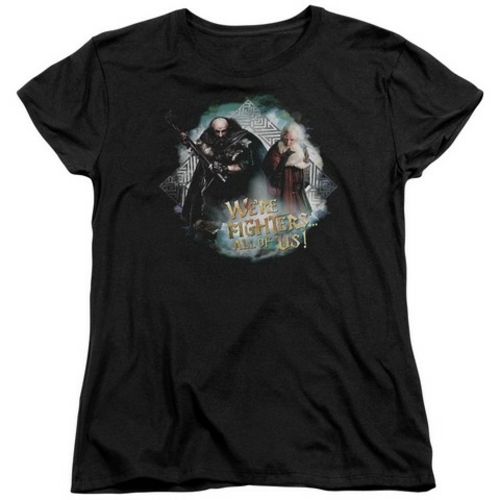 Trevco The Hobbit-We Are Fighers Short Sleeve Womens Tee- Black - Medi