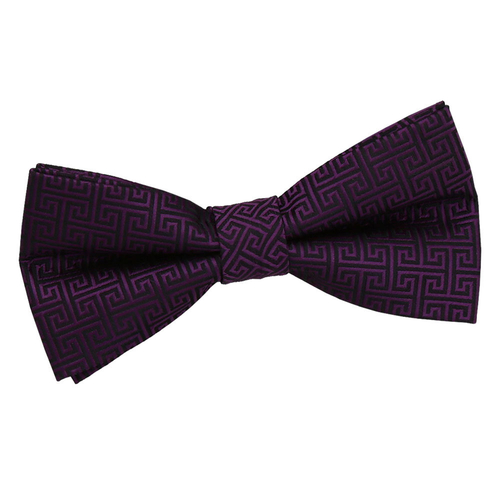 Greek Key Pre-Tied Bow Tie - Cadbury Purple