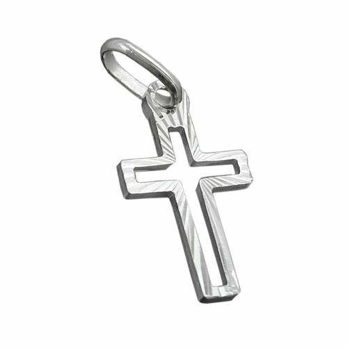 pendant cross diamond cut silver 925