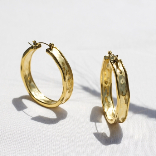 Orelious - Large Hammered Creole Hoop Earrings