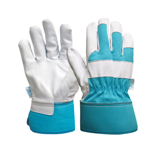 Digz 7503378 Womens Goatskin Leather Gardening Gloves - Blue  Medium