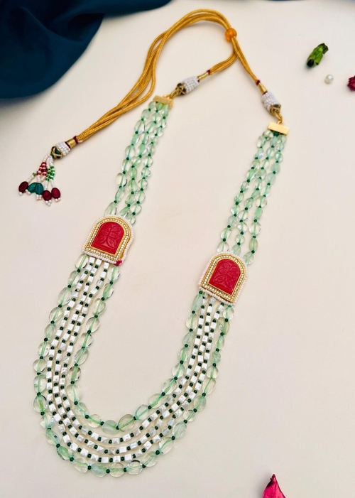 Mint Green Multistrand Baroque Necklace