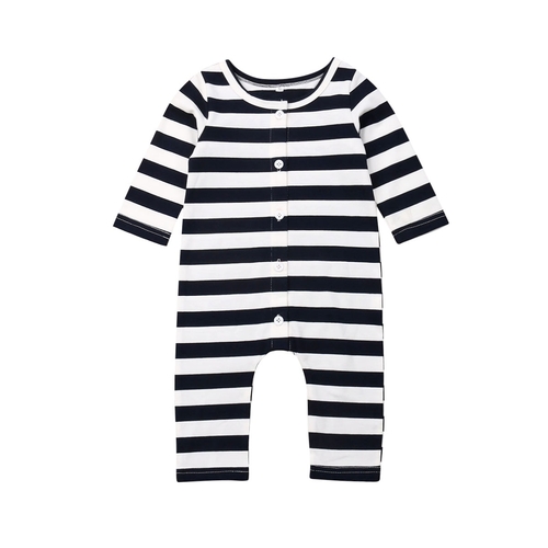 Newborn Baby Boy Girl Autumn Striped Romper Long