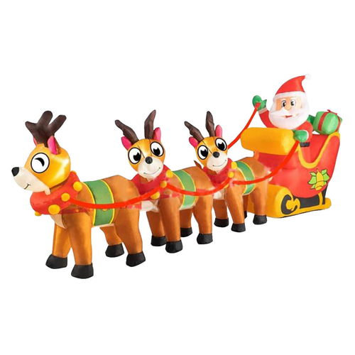 Christmas By Sas 2.9m Santa Reindeers & Sleigh Built-In Blower LED