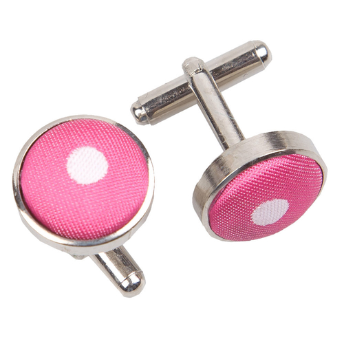 Polka Dot Cufflinks - Hot Pink