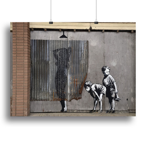 Banksy Woman In Shower Canvas Print or Poster