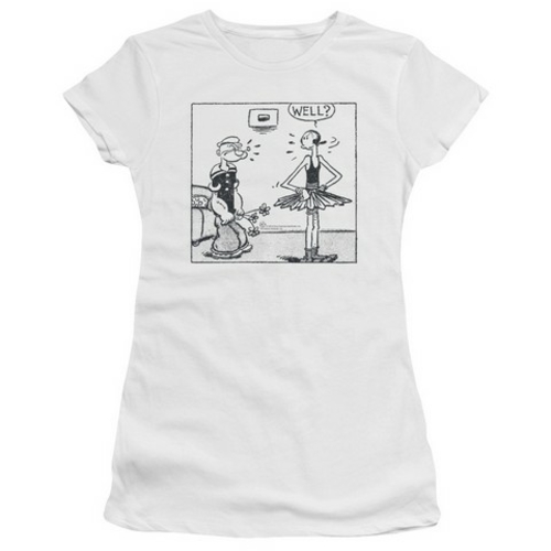 Trevco Popeye-Well Short Sleeve Junior Sheer Tee, White - Small