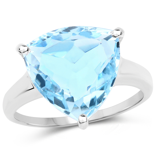 9.00 Carat Genuine Blue Topaz .925 Sterling Silver Ring