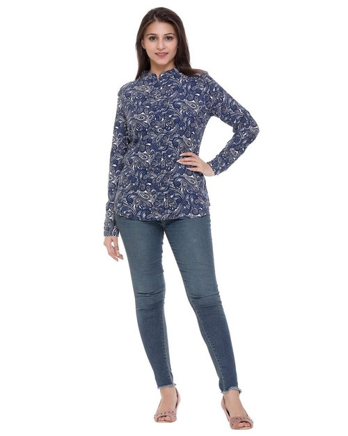 Women Paisley Print Regular Fit Top (Size-XXL) (Color-BLUE)