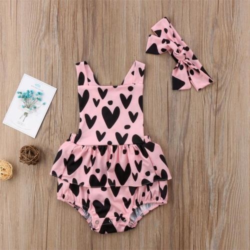 Newborn Toddler Baby Girl Clothes Heart Pattern