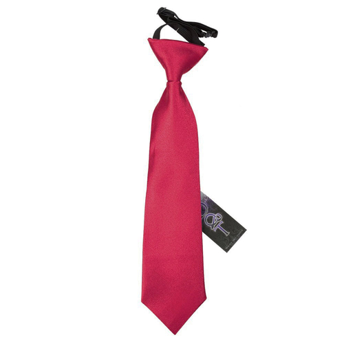 Plain Satin Elasticated Tie - Boys - Crimson Red