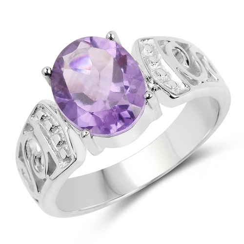 2.64 Carat Genuine Amethyst .925 Sterling Silver Ring