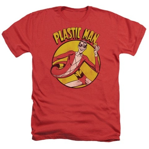 Trevco Dc-Plastic Man - Adult Heather Tee - Red- Large