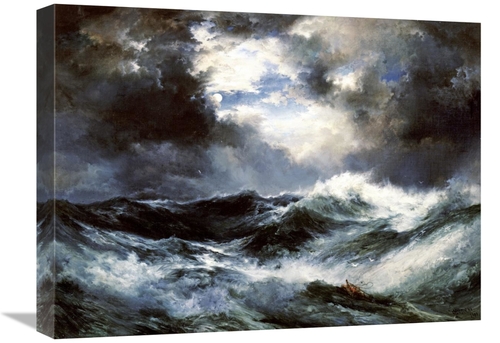 22 in. Moonlit Shipwreck at Sea Art Print - Thomas Moran