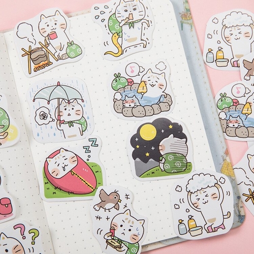 45PCS/ PACK Cute Cat Travel Sticker Marker