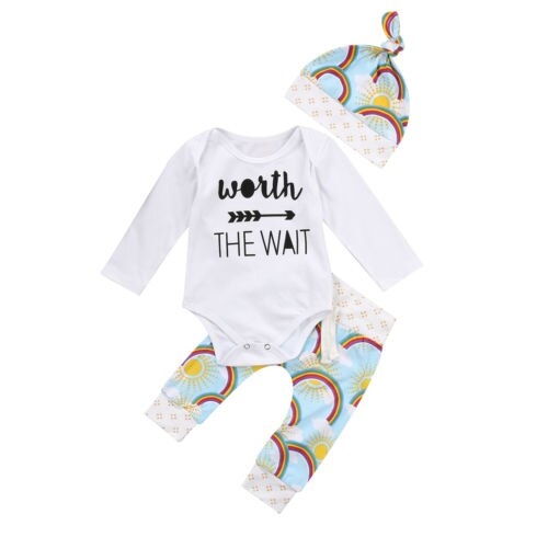 Newborn Infant Baby Girls Boy Rainbow Romper