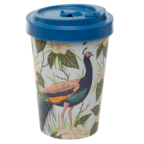 Bamboo Composite Peacock Screw Top Travel Mug