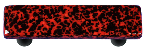Hot Knobs HK8057-PB Granite Black & Red Rectangle Glass Cabinet Pull -