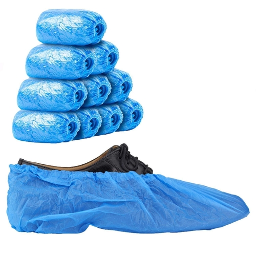 Disposable Shoe Covers for Indoors Outdoors 16  x 6  Pack of 100 Blue