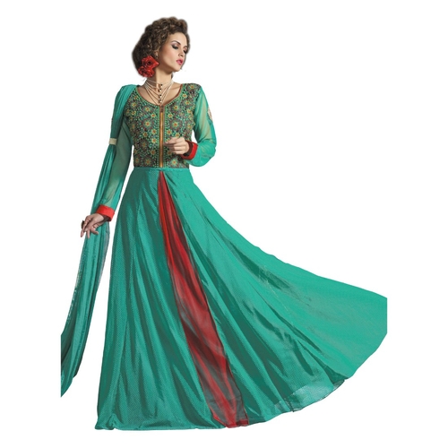 Rachel Net Fabric Green Color Long gown