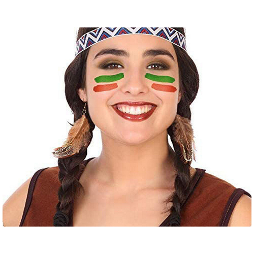 Earrings Feathers Brown Multicolour American Indian