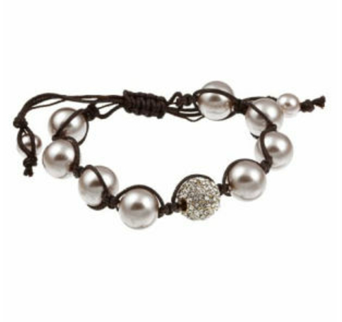 Zircomania 622B0028PK Pave Clear Crystal and Pink Faux Pearl Beaded Ma