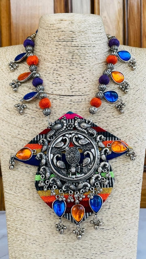 Silver Oxidized Traditonal Choker Necklace Set