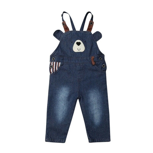 Baby Boy Girl Bear Pants Denim Bib Pants For Boys