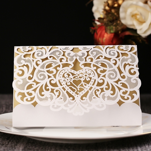 20pcs White Laser Cut Wedding Invitation Card Love