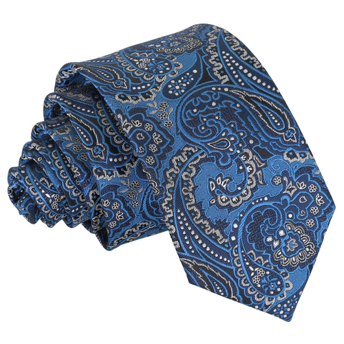 Royal Paisley Slim Tie - Blue & Silver