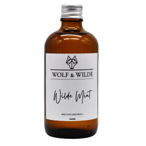 Wilde Mint 100ML Luxury Reed Diffuser Refill In Amber Glass Bottle