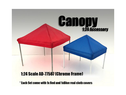 Canopy Accessory Set Blue and Red with 1 Chrome Frame for 1/24 Scale
