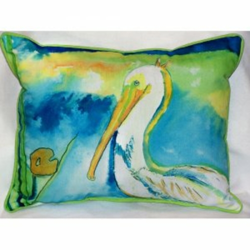 Betsy Drake ZP138 White Pelican Indoor & Outdoor Throw Pillow- 20 x 24