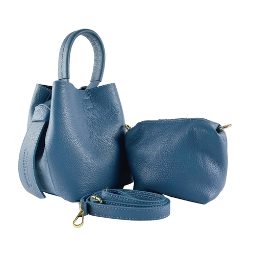 RB1006P | Borsa a Secchiello con Pochette in Vera Pelle Made in