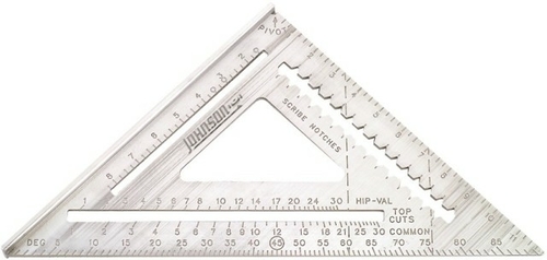 Johnson Level RAS-120 12 in. Aluminum Rafter Angle Square With Manual