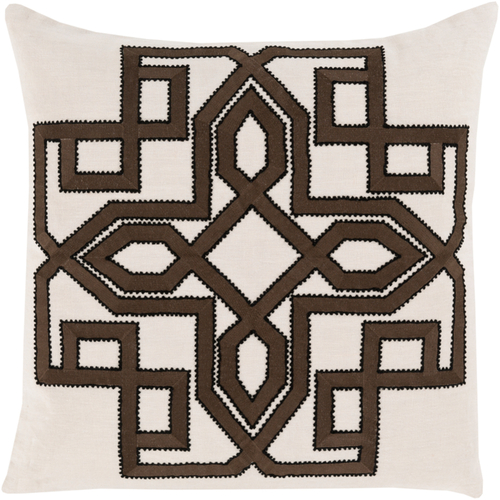 Surya GLD004-1818D Gatsby Throw Pillow - Khaki, Dark Brown & Black