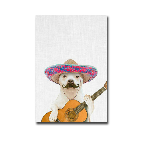 Artistic Home Gallery 1624537IG Dog Guitarist by Tai Prints Premium Ga