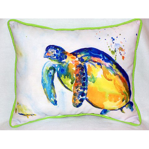 Betsy Drake HJ517 Blue Sea Turtle II Large Indoor & Outdoor Pillow 16 