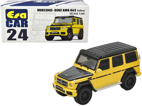 Mercedes Benz AMG G63 Yellow with Black Top and Carbon Hood 1/64