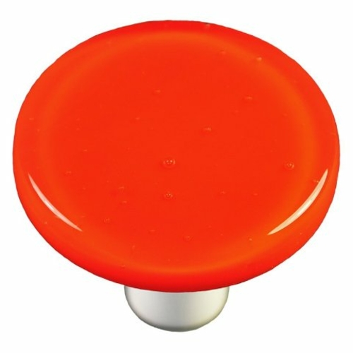 Hot Knobs HK1008-KRA Opal Orange Round Glass Cabinet Knob - Aluminum P