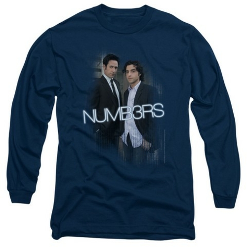Trevco Numb3Rs-Don & Charlie - Long Sleeve Adult 18-1 Tee - Navy- 2X