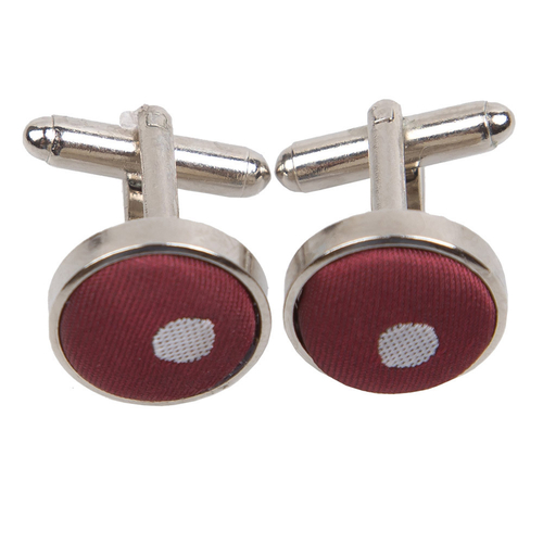 Polka Dot Cufflinks - Burgundy