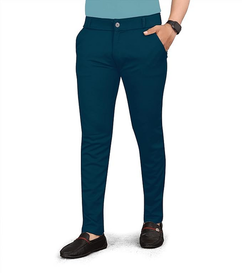 Men's Lycra Blend Trouser Pants (Size-32) (Color-ROYAL BLUE)