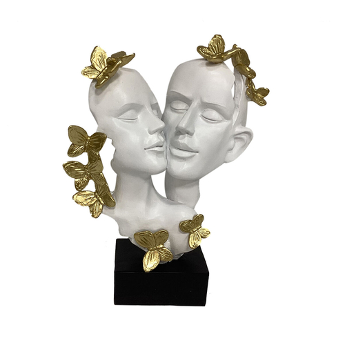 Decorative Figure DKD Home Decor 21,5 x 10 x 28 cm Golden White Pair