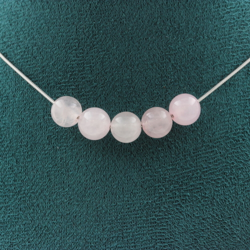 Rose Quartz 8 mm 5 beads necklace. 