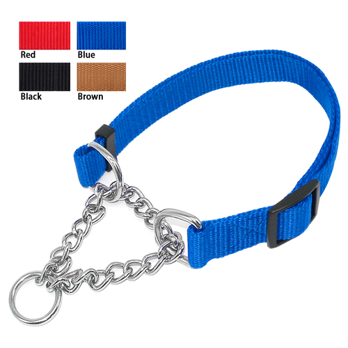 1.0" Wide Nylon Plain Color Dog Pet Choke Chain