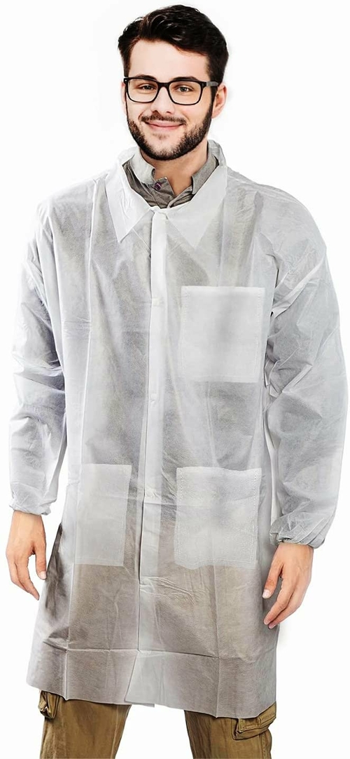 Basic Protection Lab Coats Large. Pack of 10 White Adult Frocks.